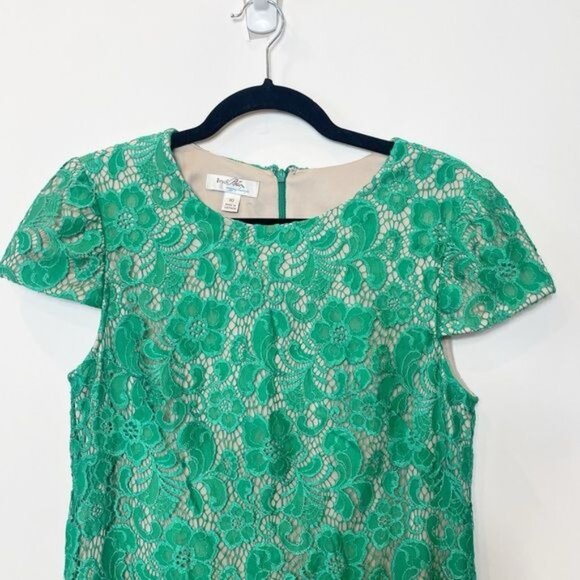 Ivy & Blu Nordstrom Emerald Green Lace Shift Dress Cap Sleeves Size 10 Feminine - Picture 5 of 8